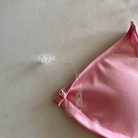 LAKE SWIM Pink clear strap bikini shimmer triangle top - Picture 9 of 10